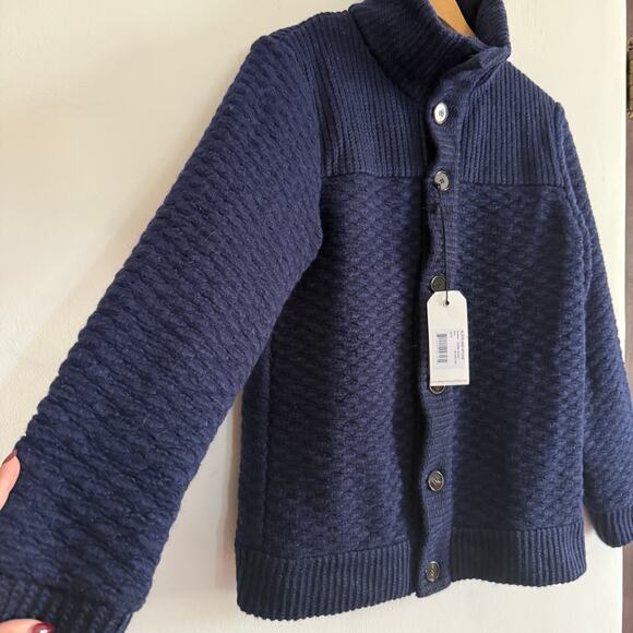SLATE & STONE | Navy Blue Berkeley Wool Mohair Blend Chunky Cardigan | Small - Picture 4 of 10